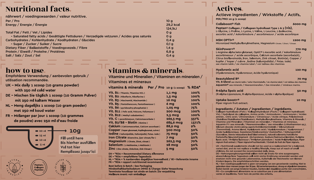 Marine (Vis) Collageen Beauty Blend (pot - 300 gram - 30 doseringen - citroen)
