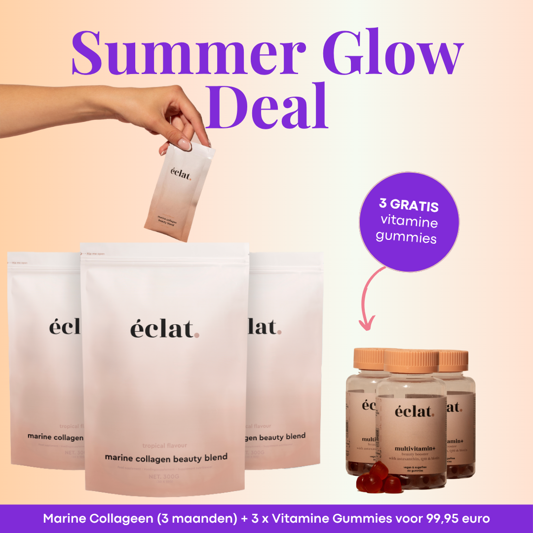 Summer Glow Deal Marine Tropical Sachets: Marine Collageen (3x) + (TIJDELIJK GRATIS) Vitamine Gummies (3x)
