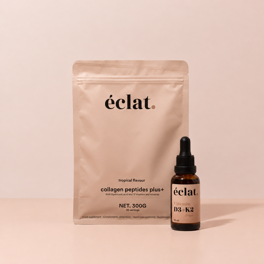 Missie Vitamine-D aanbieding: Collageen Peptides Plus+ en Jaarvoorraad Vitamine D3 + K2 Druppels