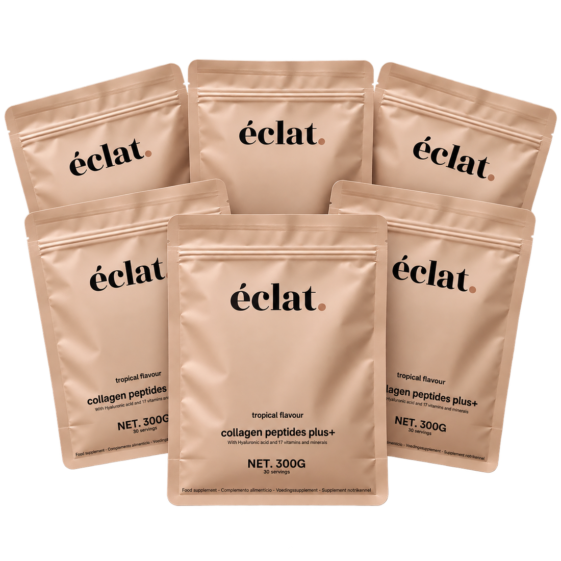 Collageen Peptides Plus+ (zak - 300 gram - 30 doseringen - bovine - tropical).